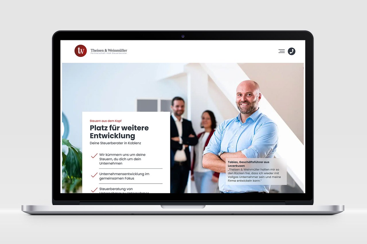 Website der Steuerberatung Theisen & Weinmüller in Koblenz